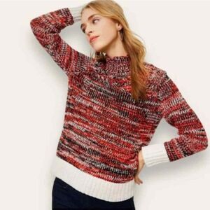 Loft Verigated Mock Neck Chunky Knit Sweater Sz M